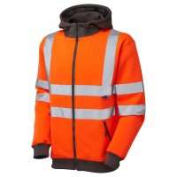 Leo Workwear Saunton Class 3 GO/RT Orange Hooded Sweatshirt